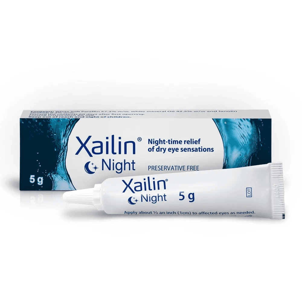xailainnighht Xailin Night Gel is a nighttime formulation providing long-lasting surface protection while you sleep. Especially useful for nocturnal lagophthalmos, morning dryness, or when symptoms worsen overnight. How to use Xailin Night Gel (5g)
